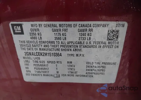 2017 Chevrolet Equinox Lt from USA, damaged, VIN 2GNALCEK2H1510364